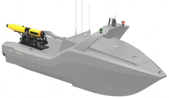 한화시스템 SAS AUV가 탑재된 무인잠수정(USV)